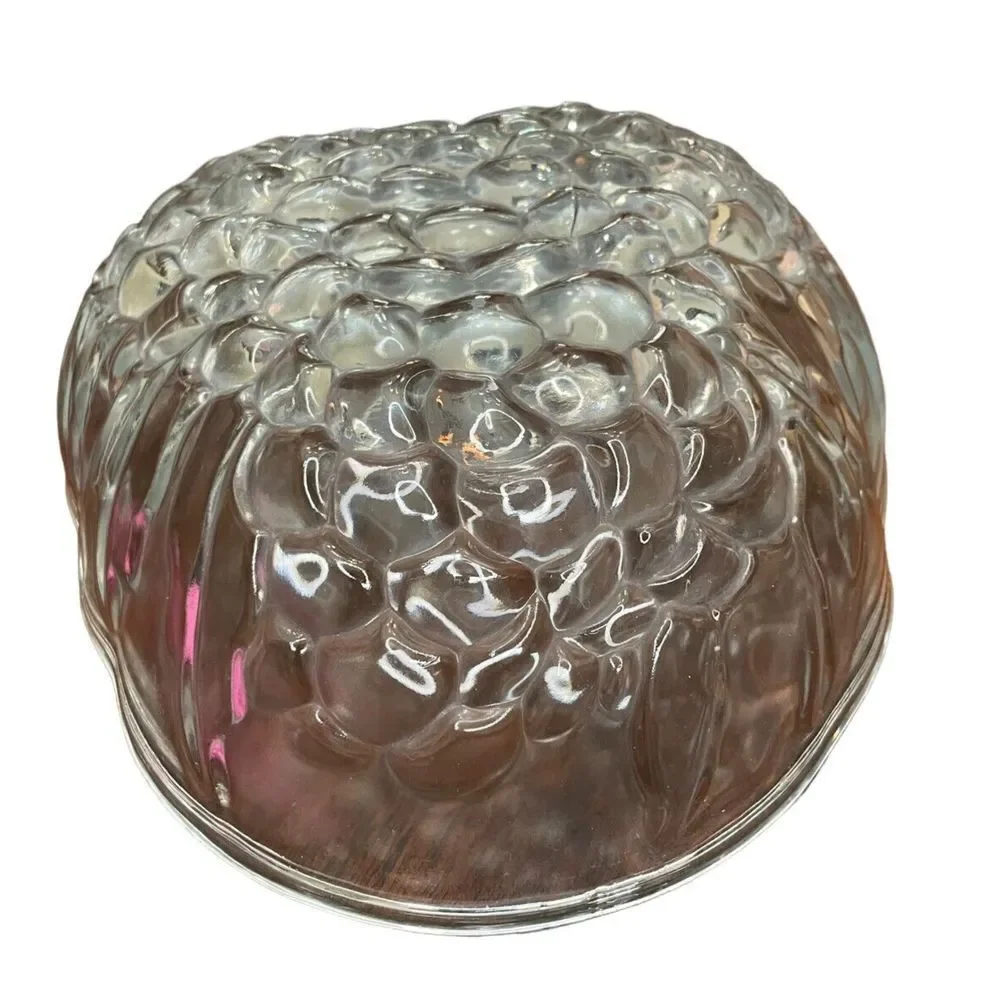 Vintage Glass Grape Shaped‎ Clear Glass Large Fruit Serving Bowl Embossed
